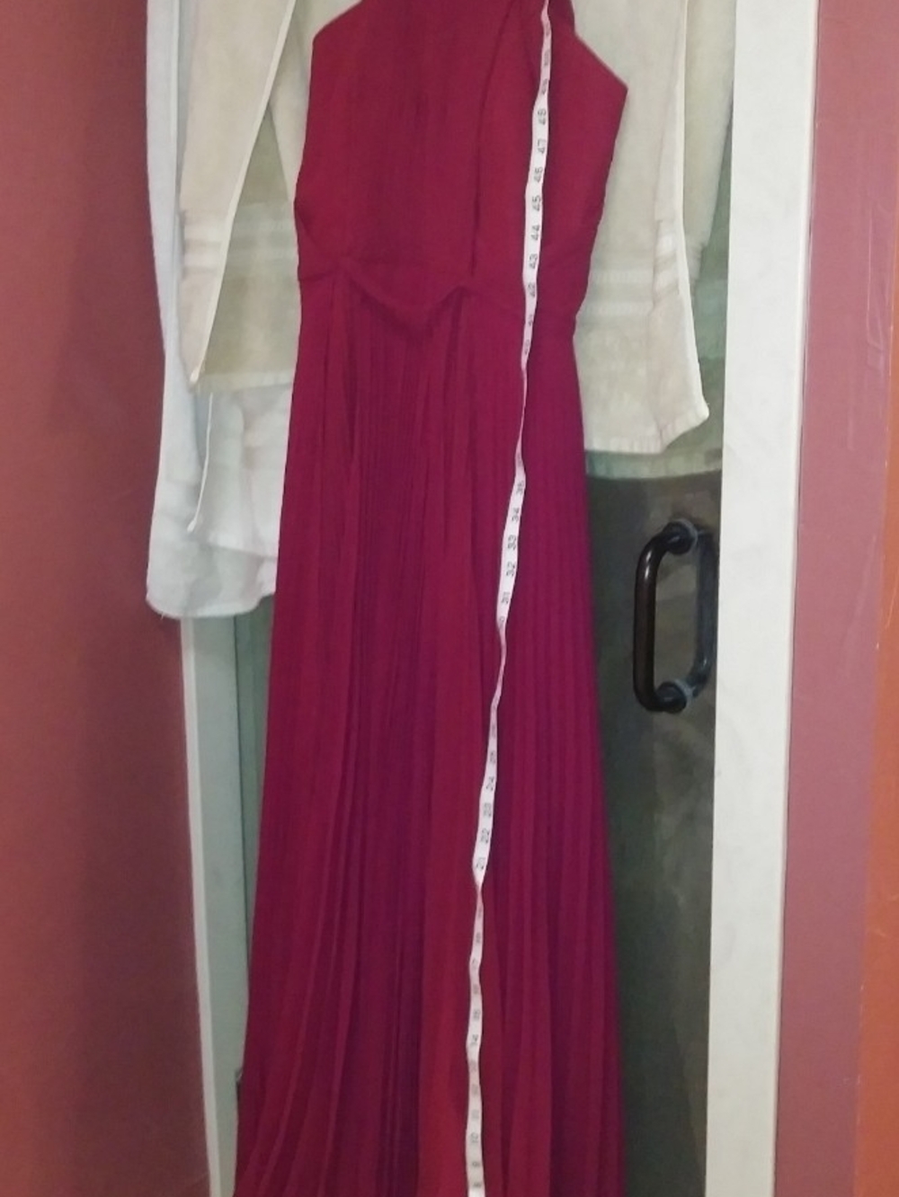 Elegant Red Pleated Maxi Dress
